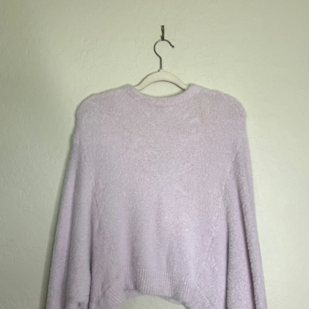 Free People Womens FP ONE Wyatt Fuzzy Cardigan XS Lavender Cropped Soft Knit